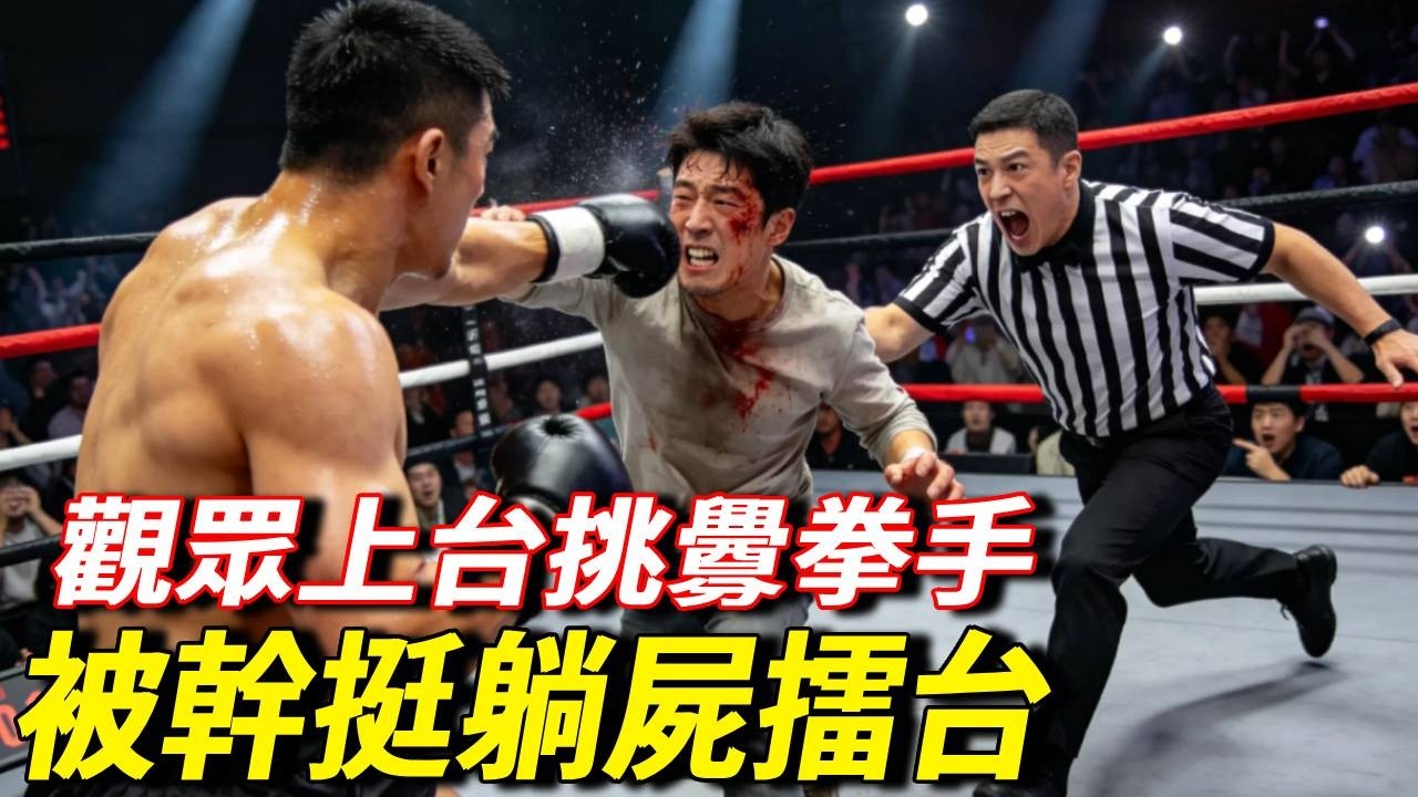 台下觀眾不服比賽結果，上台挑釁中國選手，下一秒被幹挺躺屍擂台【七尺格鬥】