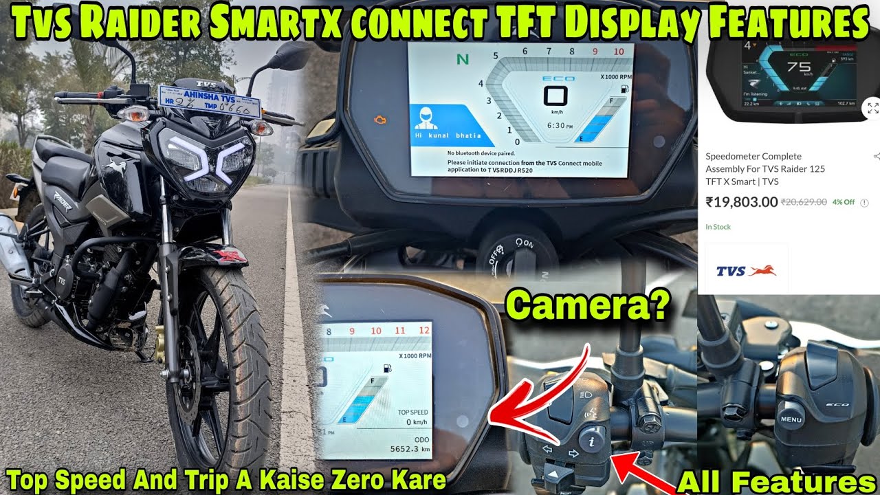 Tvs Raider Smartx Connect TFT Display Features!! Top Speed Or Trip Kaise Zero Kare..