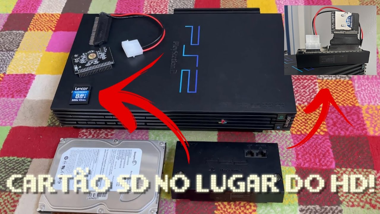 PS2 - TROQUEI O HD POR UM CART&Atilde;O SD | VEJA COMO COLOCAR UM LEITOR DE CART&Atilde;O NO NETWORK ADAPTER!