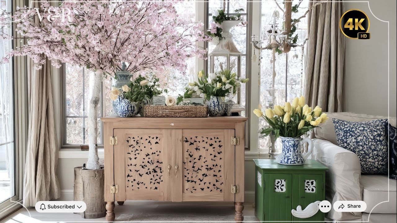 Shabby Chic Spring Decor Tour with Ethan Allen Furniture and Antique Pastel Aesthetic