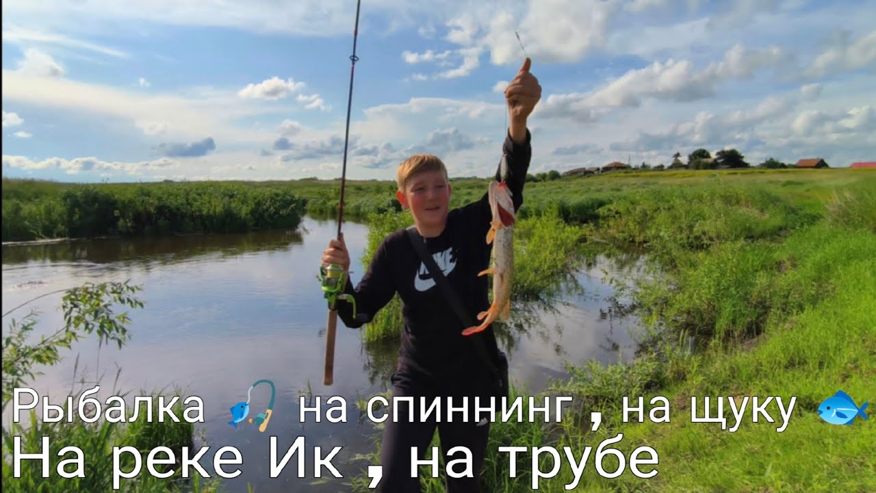 Рыбалка 🎣 на спиннинг , на щуку 🐟 , на реке Ик , на трубе . Поймали много щук 🎣!!!