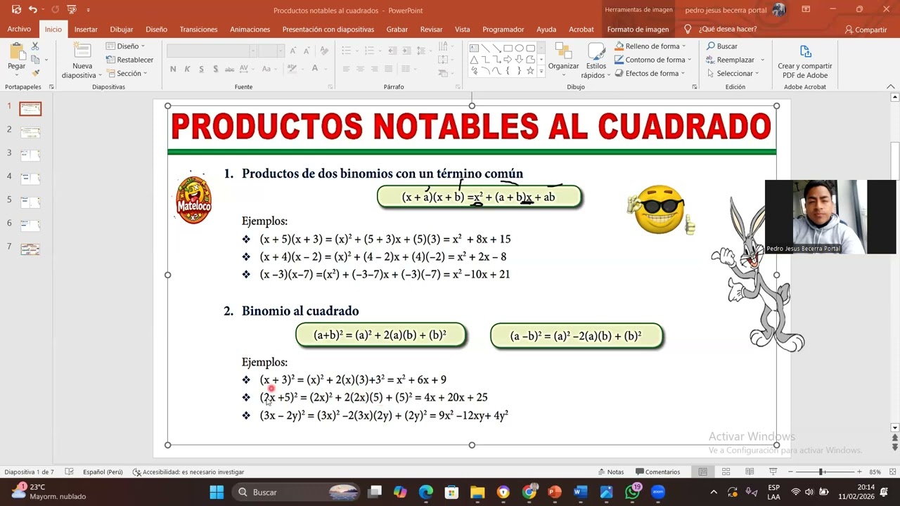 Productos notables  al cuadrado
