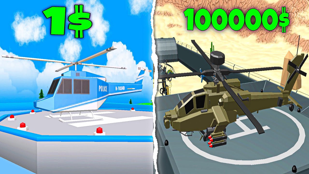 $1 vs $100000 Helicopter Experiment in Dude Theft Wars | DTW Helicopter 
