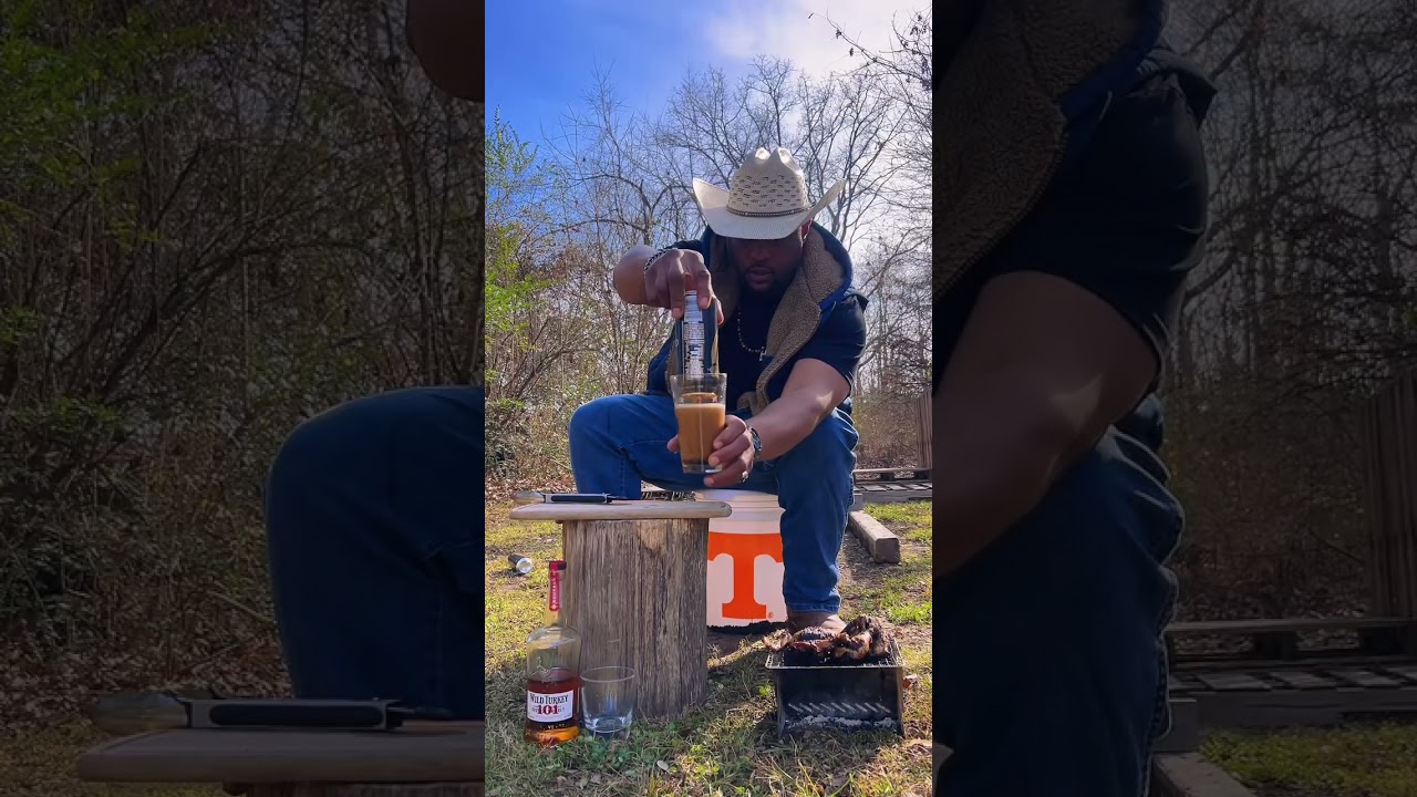 WhatUsaid 😁 sh!T was 🔥#cooking #outdoors #guinness #wildturkey #cornishhen #drink #burp #viralvideo 