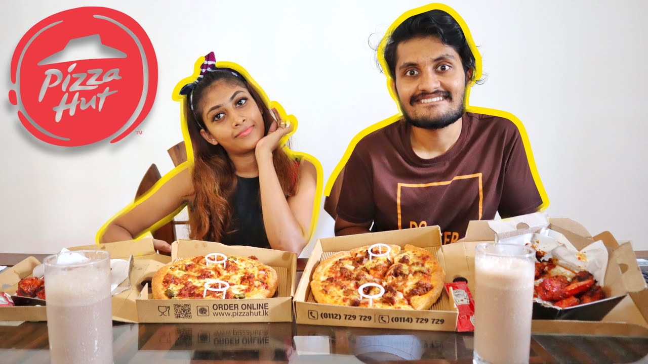 Pizza Hut Food Challenge | Black Chicken, Siracha Chicken Wings | Hiru and Ashen