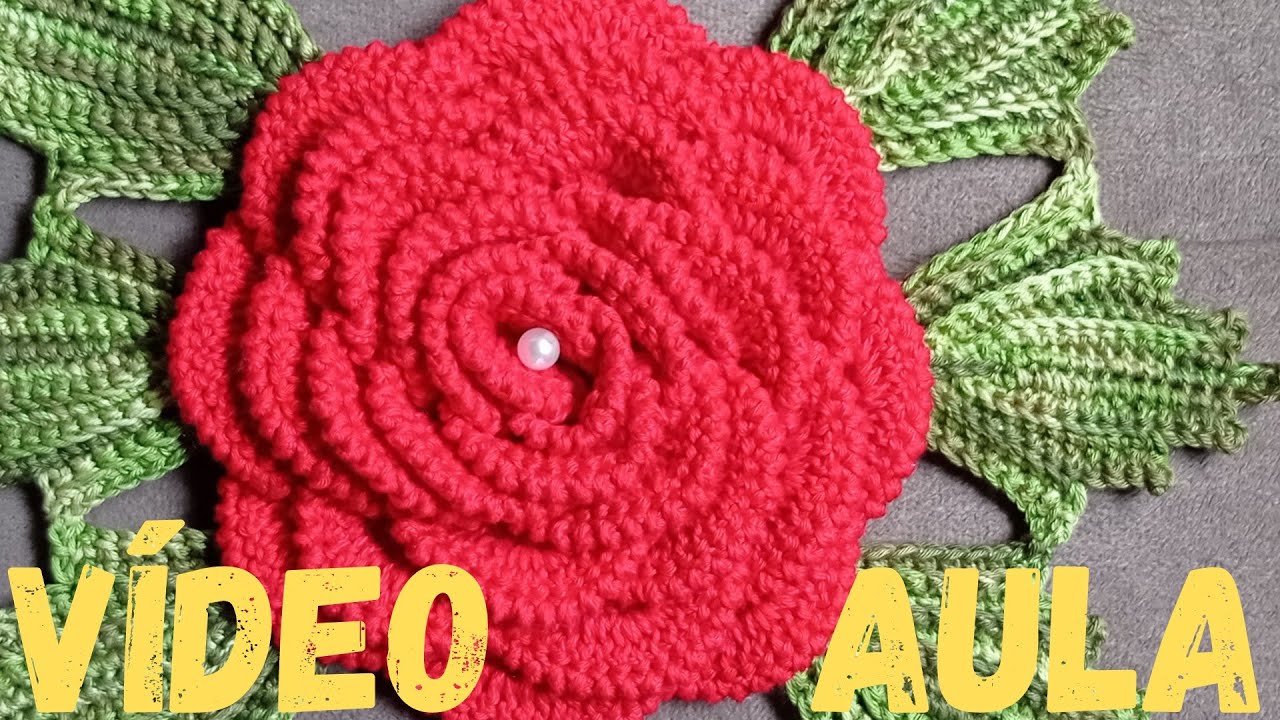 Mega rosa em Crochê | Rosa para aplicação em trilho de mesa | Passo a passo - Samara Crochet SC