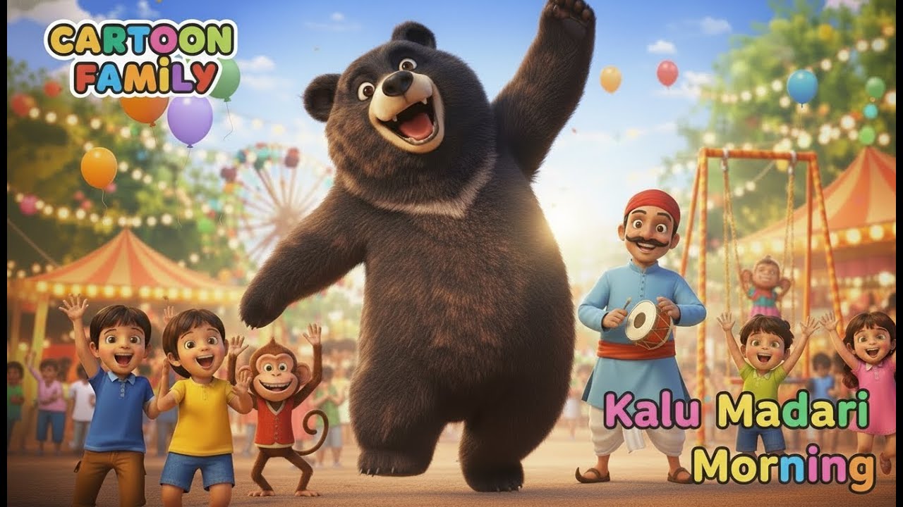 Kalu Madari  aya 🥁 | Happy Morning Kids Song | Ballu Bear | Cartoon Family