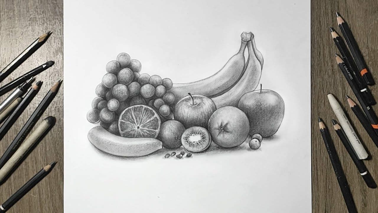 Cara menggambar sketsa buah-buahan dengan menggunakan Pensil