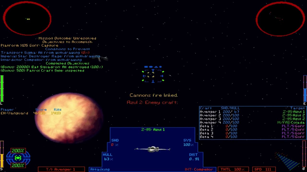 Star Wars XvT Balance of Power Imperial Campaign Task Force Vengeance Mission 2 T/I Avenger POV Hard