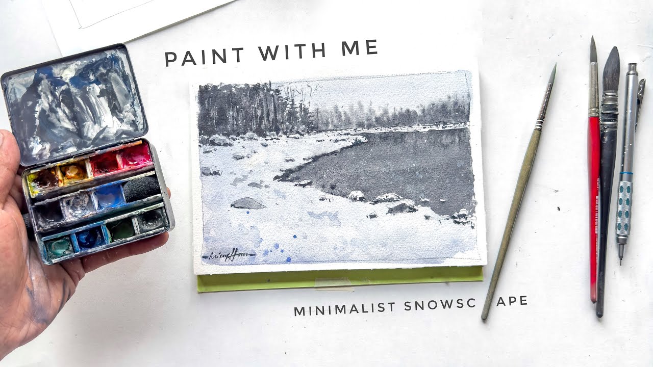 PAINT WITH ME | Minimalist Snowscape in Watercolor | EASY Watercolor Painting Tutorial for Beginners