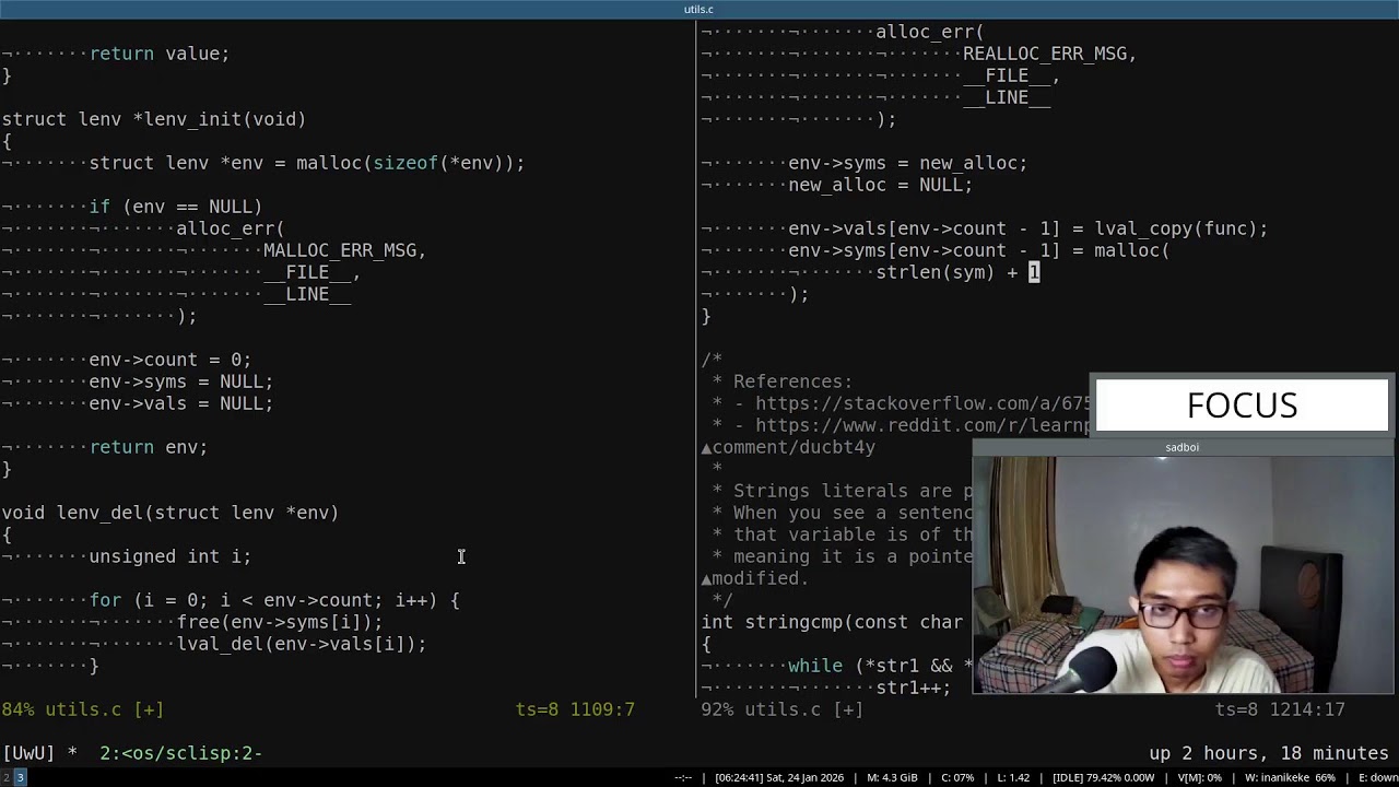 Study with me: learn C programming language by building our own lisp (Part 127)