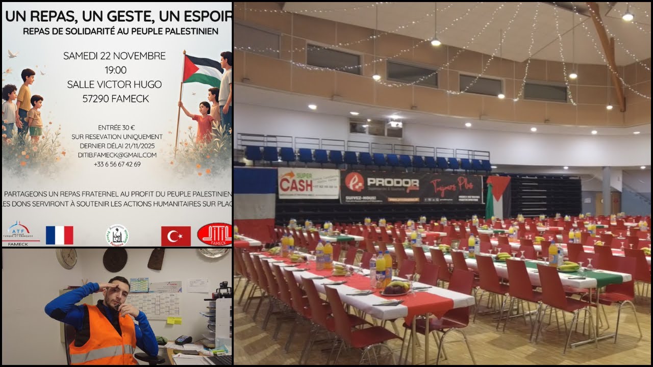 On organise un repas en solidarité pour la Palestine.