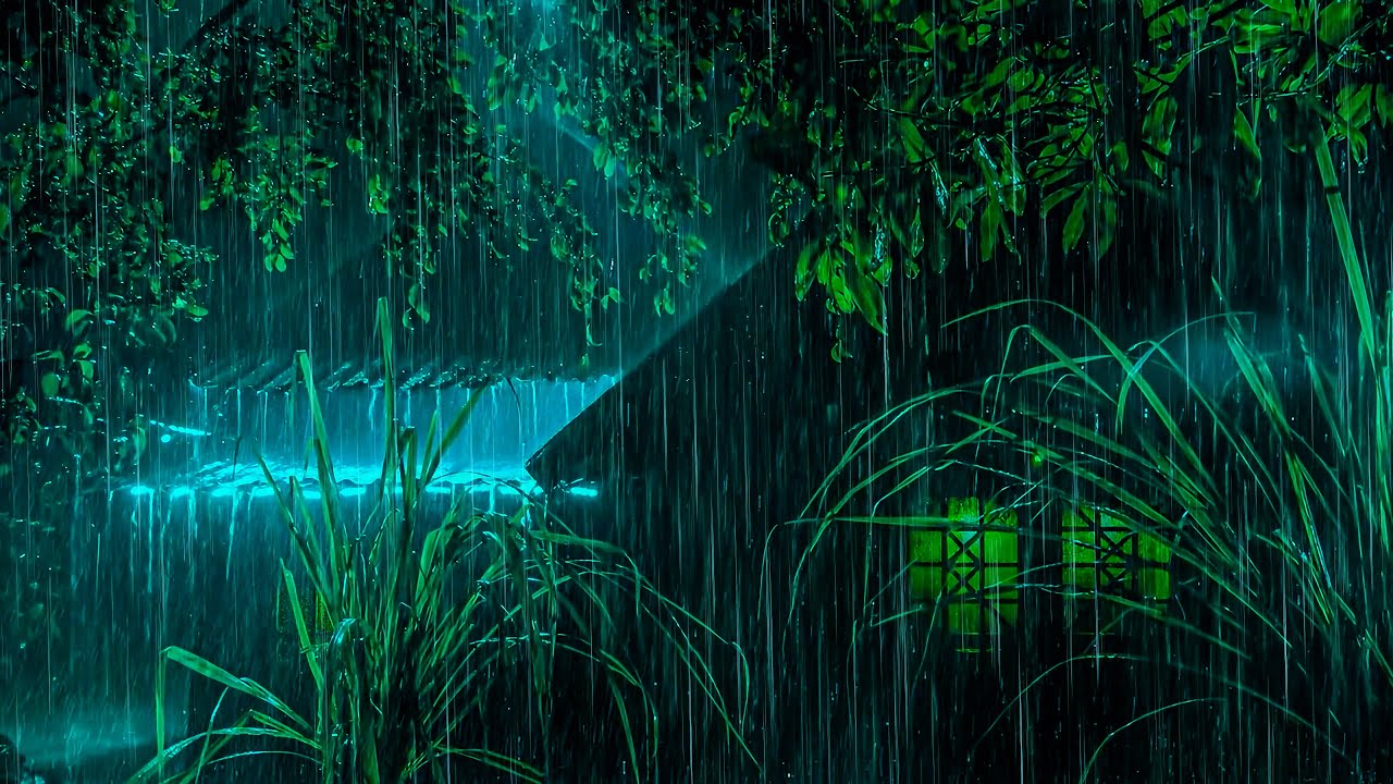 Beat Stress & Insomnia in 3 Minutes | Heavy Night Rain & Rolling Thunder on a Tin Roof in Forest