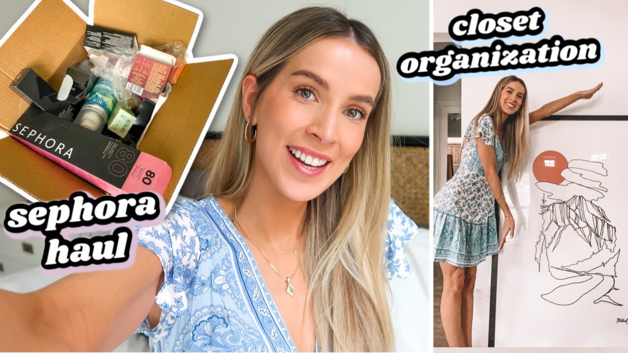 COLOR ORGANIZING MY CLOSET + SEPHORA SALE HAUL + GRAY HAIR? | leighannvlogs