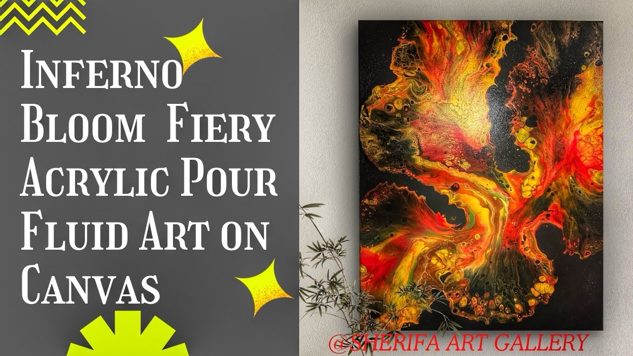 Inferno Bloom | Fiery Acrylic Pour Fluid Art on Canvas