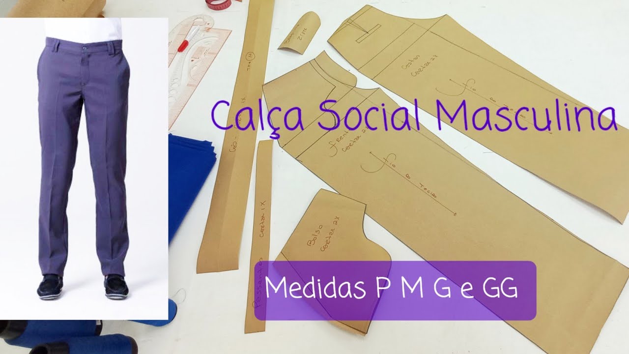 Como fazer molde calça Social Masculina  Modelagem fácil