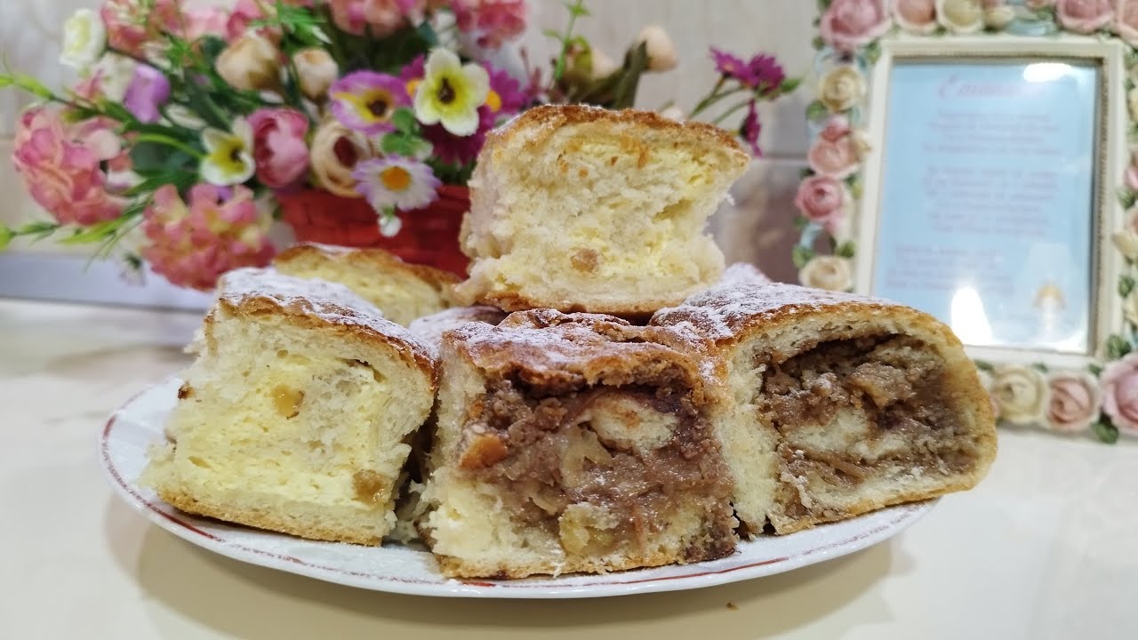 Prăjitură (Coardă) cu Nuca și Brânză de la Bunica | Plăcintă cu Nucă și Mere | Rețete de Prăjituri🍁