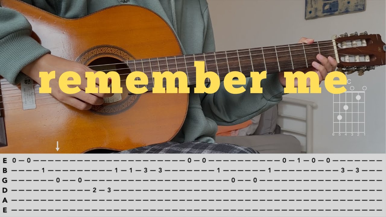 remember me - coco | simple guitar tabs + chord