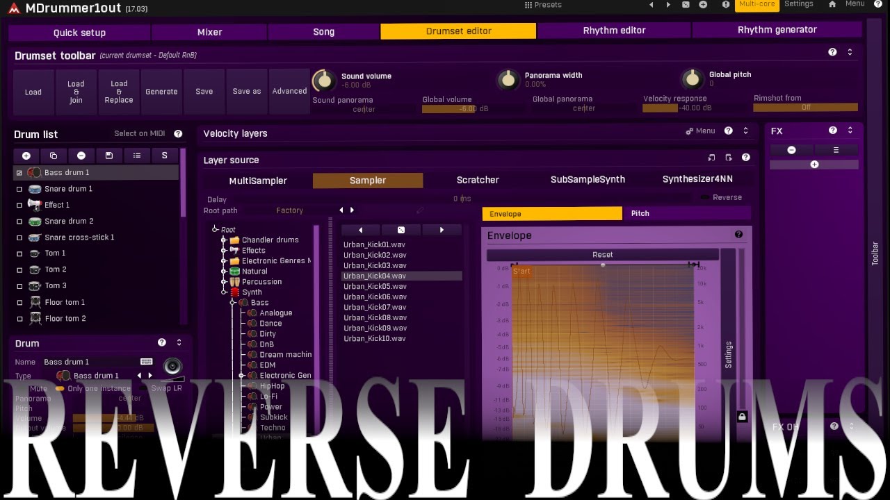 Reverse Drum Synthesis in MDrummer