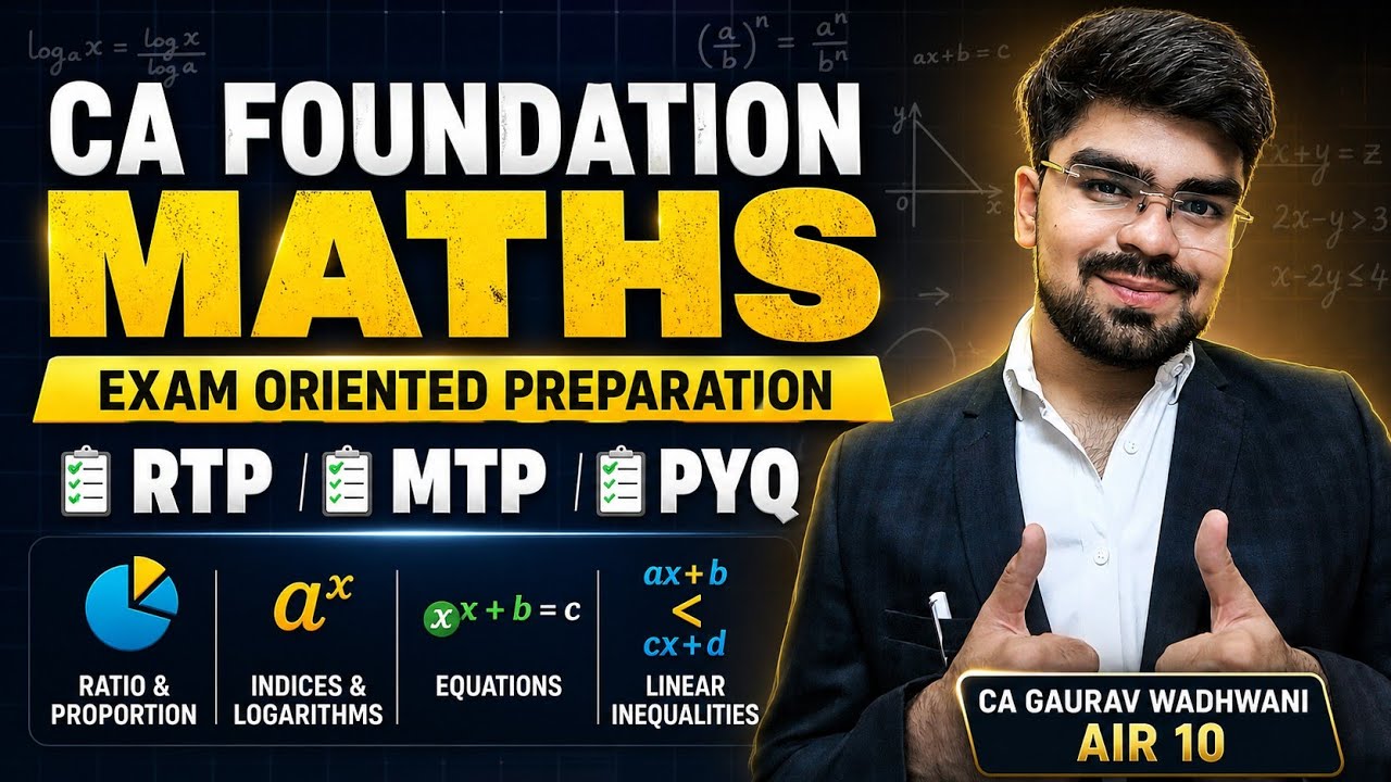 Part 1 | CA Foundation Maths | PYQ, RTP, MTP Solved | 8–12 Marks Important Questions | May 26 Sep 26