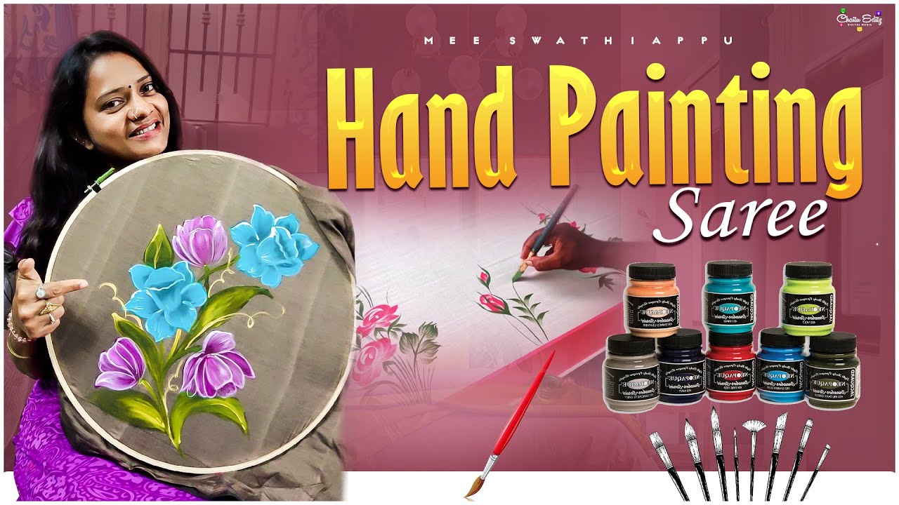 Hand painting Saree || Mee Swathiappu || Soft Tussar Silk Saree With Hand Painting