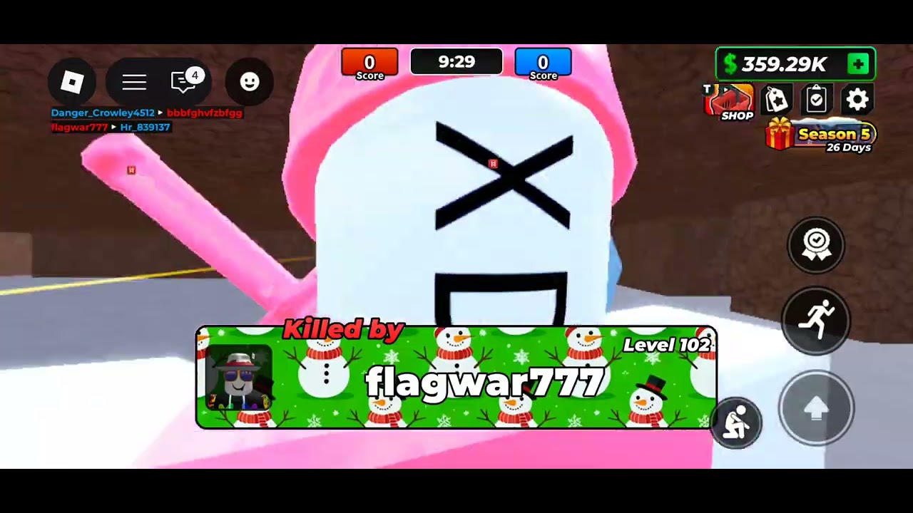 Only winter weapons gameplay in Roblox Flag Wars