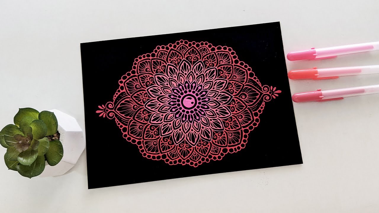 How to draw MANDALA ART for beginners || Easy Mandala on black paper || step by step tutorial