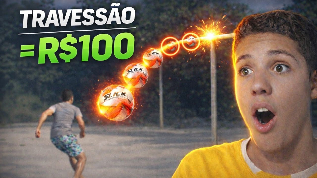 Quem acertar o travessão ganha 100 reais 💰⚽
