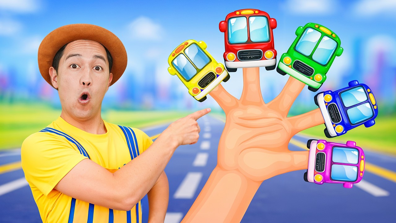 Разноцветный автобус, семейство пальчиков 🚌🖐 | Детские песни TigiBoo