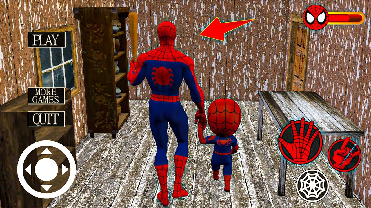 Playing as SpiderMan x Granny x Grandpa x Labubu call Tung Tung Sahur x Baby Spider in Granny House