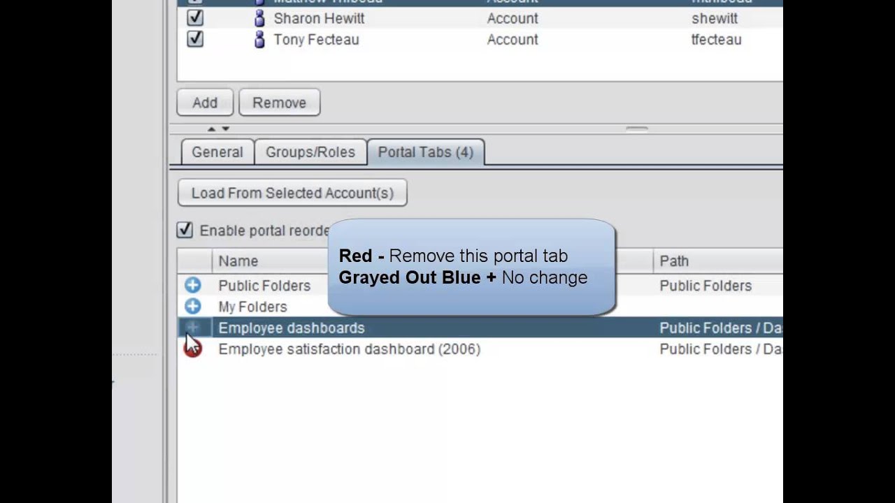 Cognos Portal Tabs