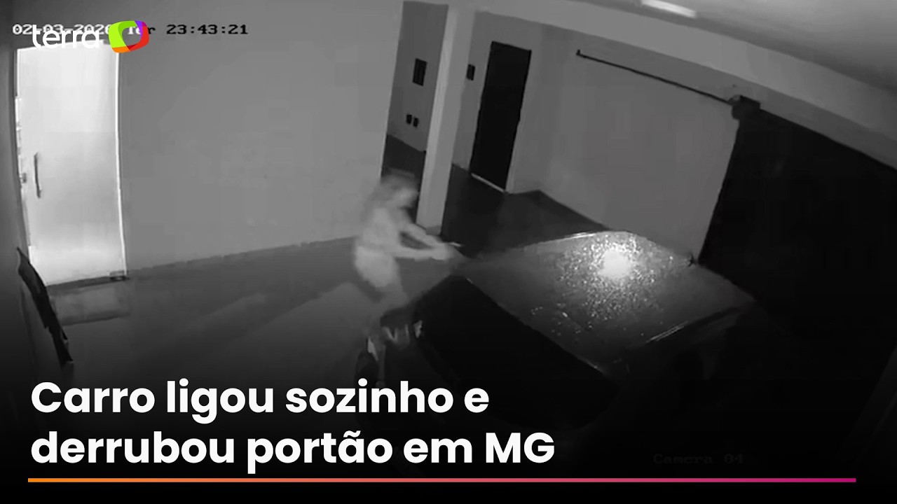 Carro liga sozinho, derruba portão e assusta moradora em Uberlândia