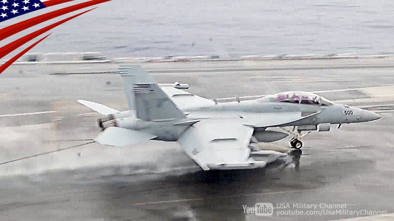 F/A-18 Carrier Launch & Land In The Rain