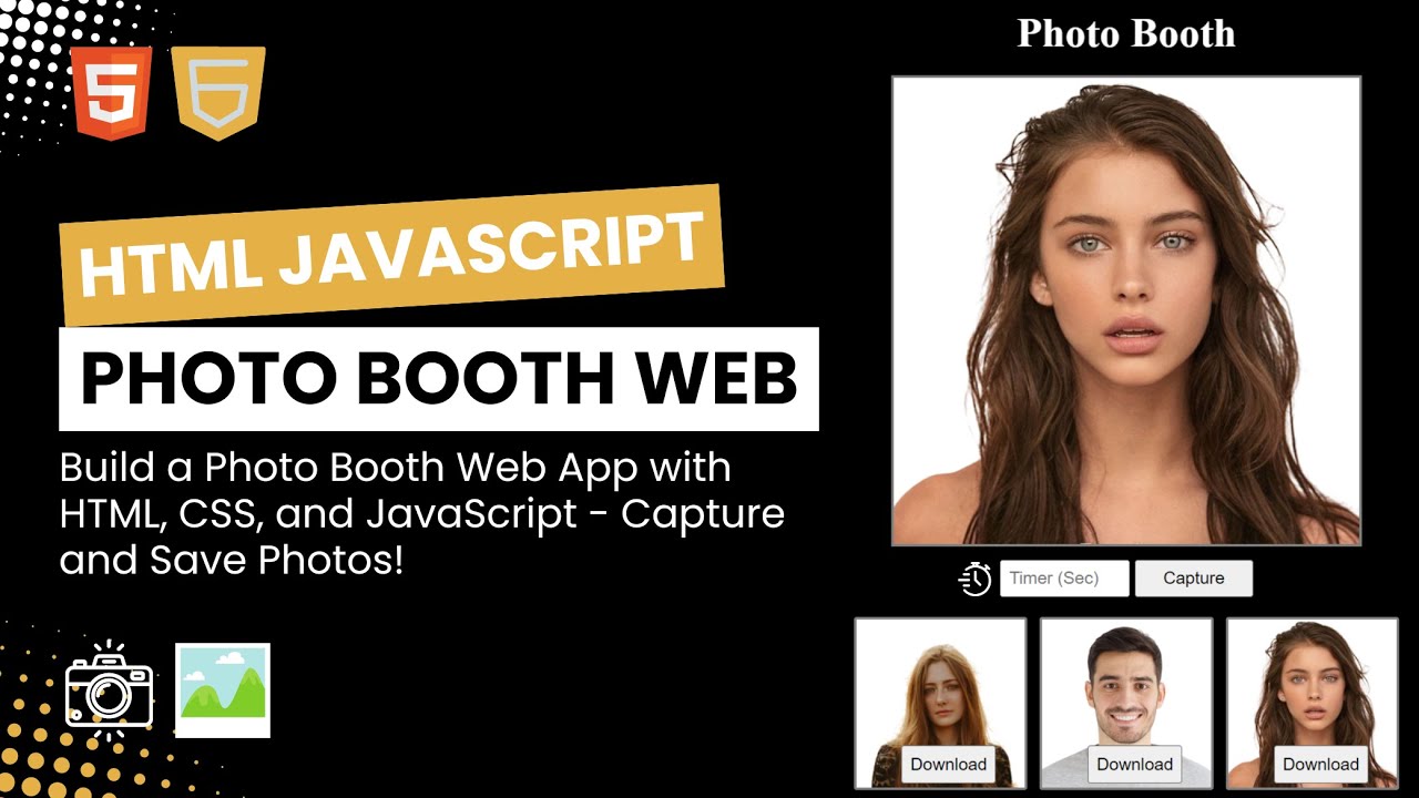 Build a Photo Booth Web App with HTML, CSS, and JavaScript | Capture & Save Photos Using JavaScript