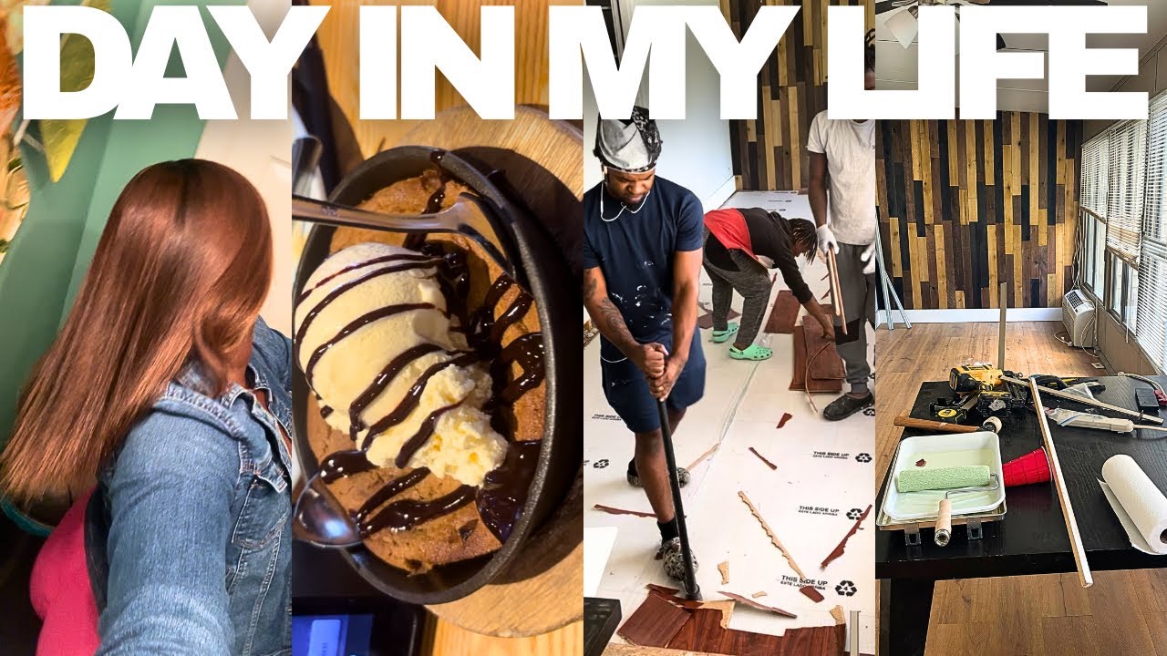 New Hair Color, House Jobsite Tours (painting, drywall), Family Time | Day In My Life