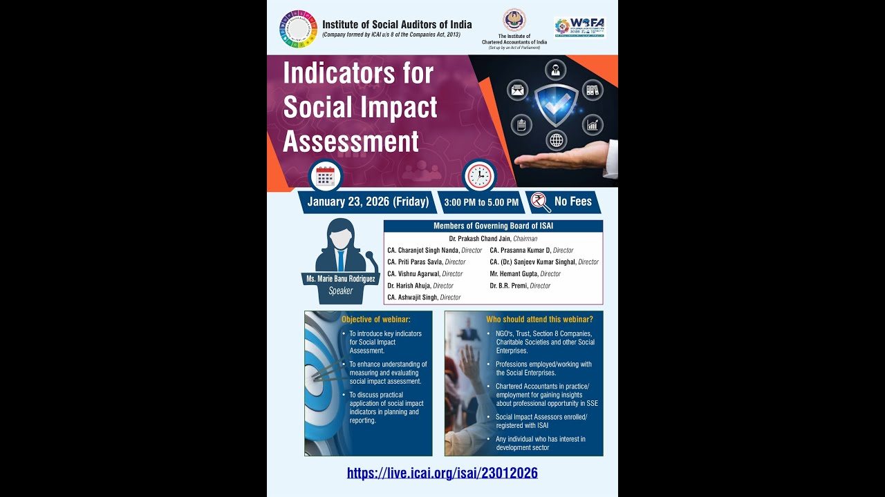 Webinar on “Indicators for Social Impact Assessments”