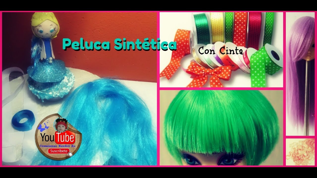 Como hacer una peluca sintetica con Cinta o Liston de tela DIY para muñecas Fofuchas disfraz cosplay