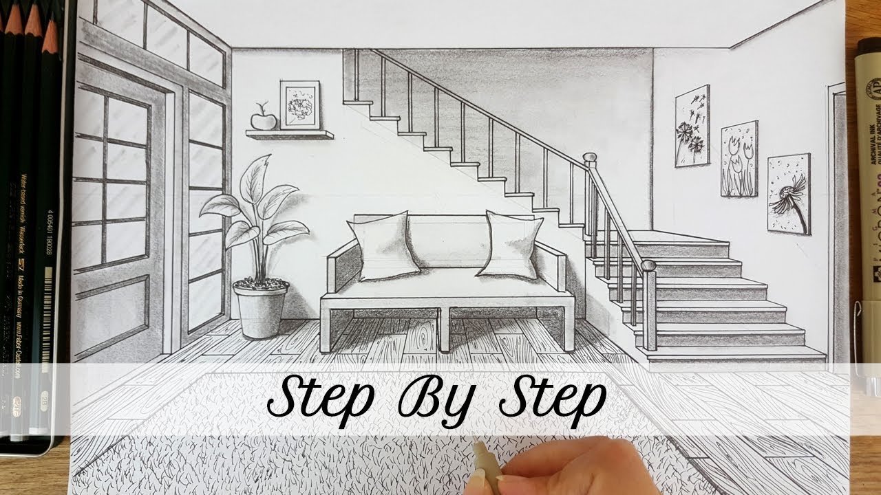 How to Draw An Entryway In One Point Perspective | Step By Step