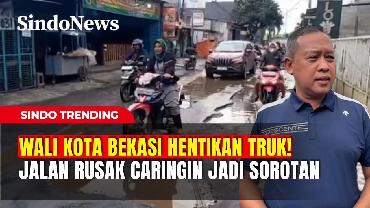 Wali Kota Bekasi Hentikan Truk! Jalan Rusak Caringin Jadi Sorotan | Sindo Trending | 25/02
