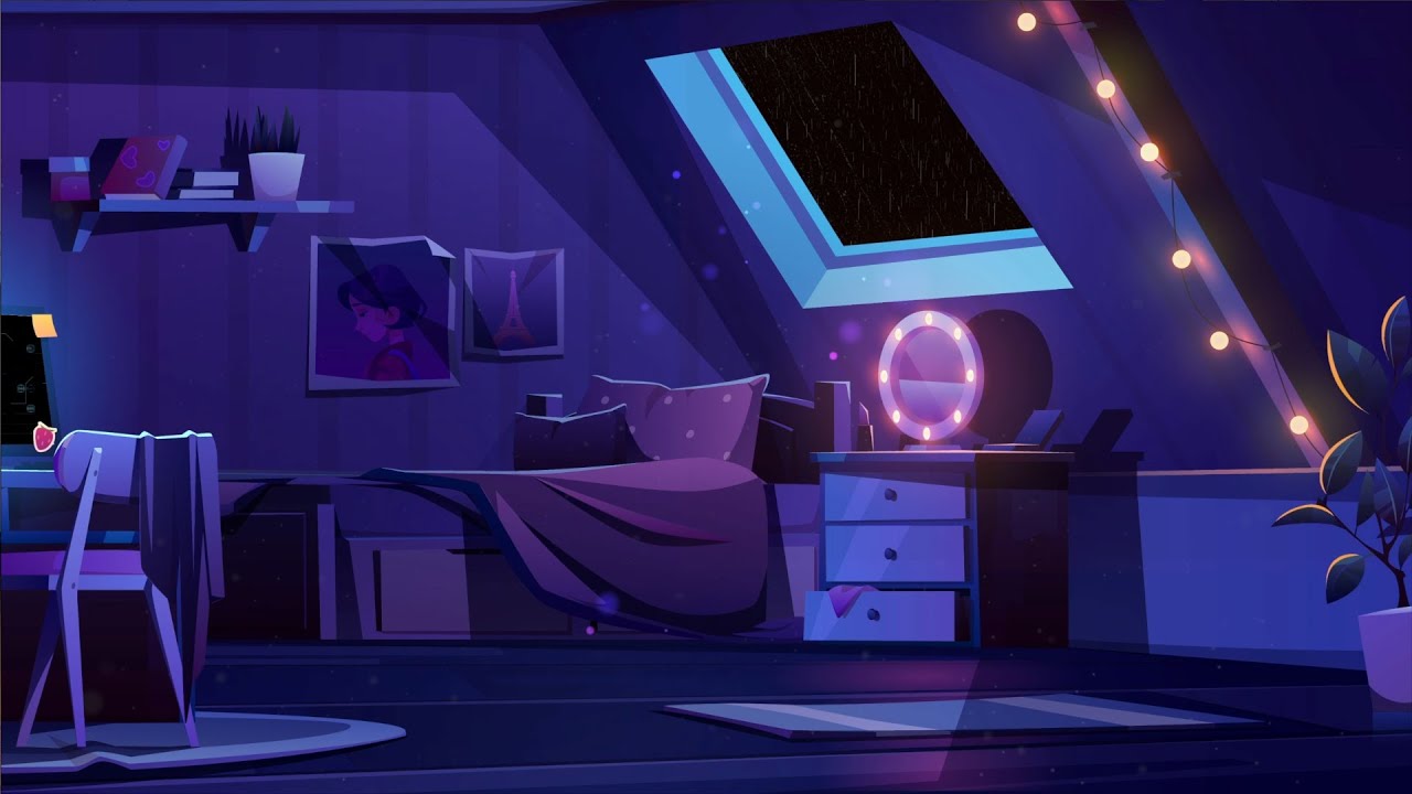 Gem&uuml;tliches Regen-Ambiente in einem Dachzimmer (4K UHD) Regen & Donner mit Bildschirmschoner