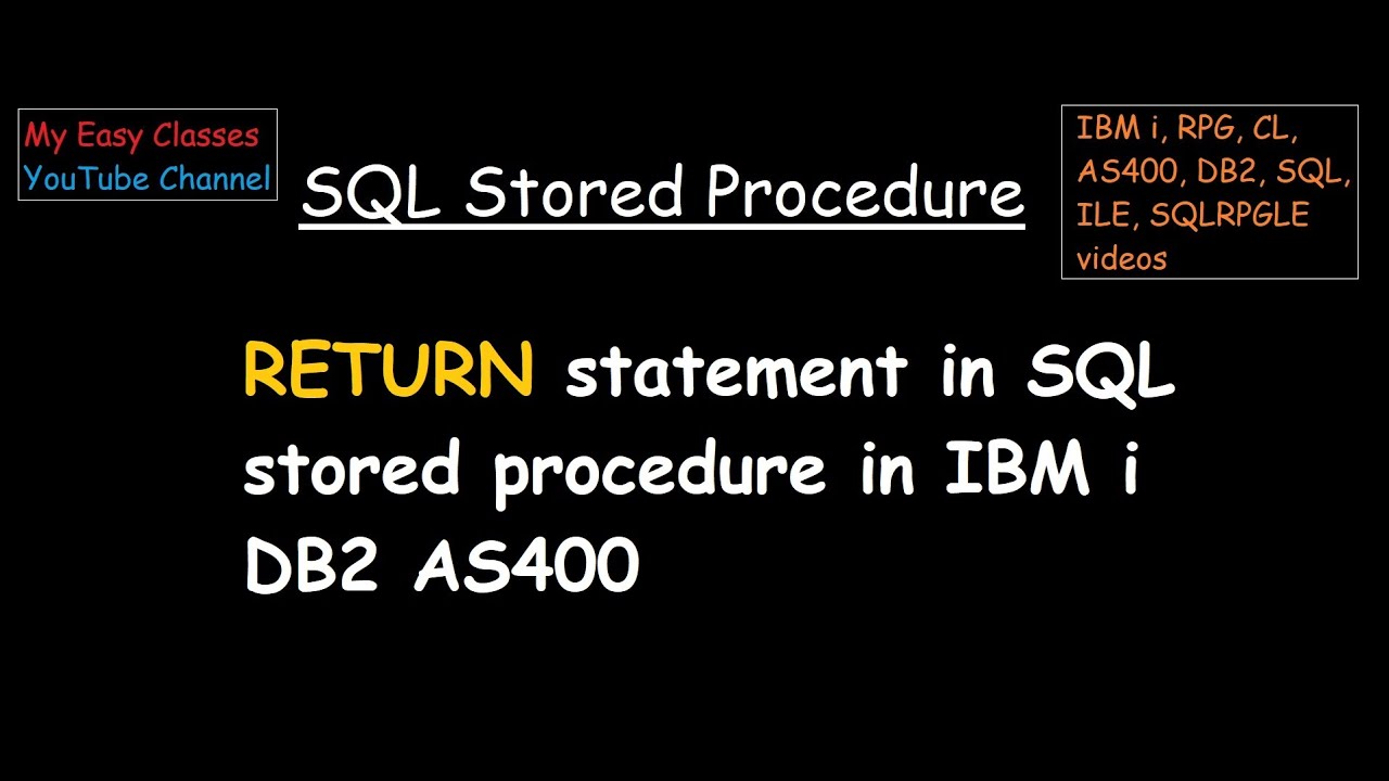 RETURN statement in SQL stored procedure in IBM i DB2 AS400