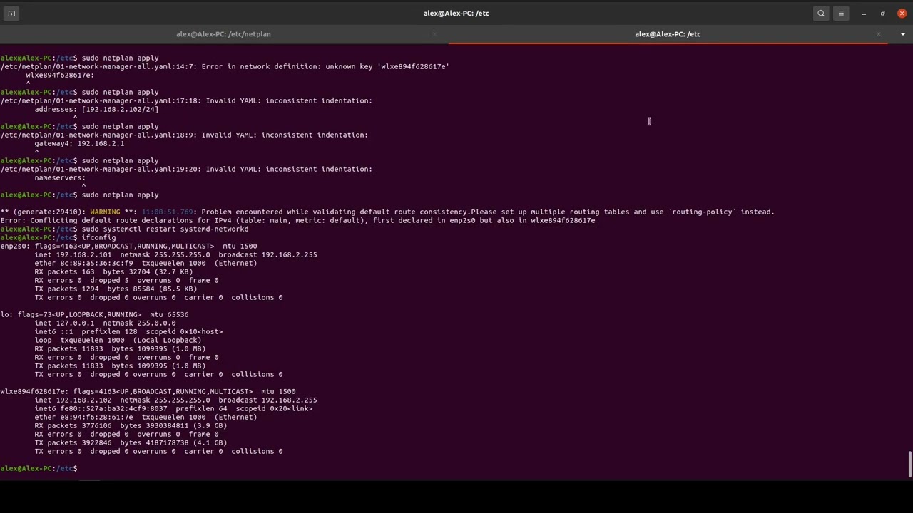 Ubuntu 20.04 Configure Netplan for Wifi and Ethernet