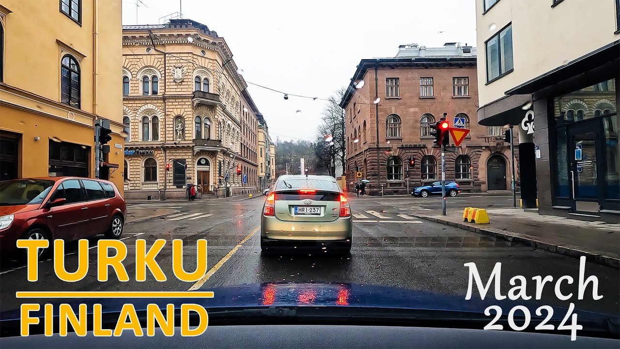 Driving in the Rain - Turku, Finland - End of March 2024 (4K)