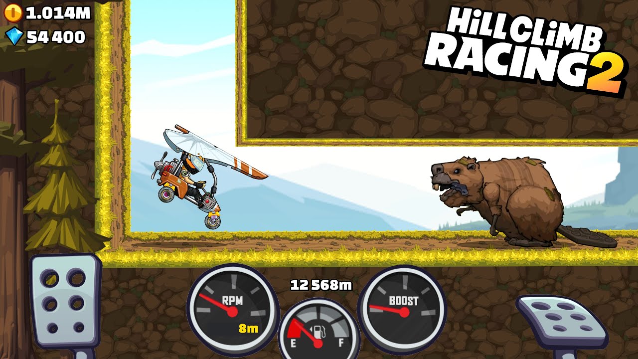 Hill Climb Racing 2 SPRING FALLS 12568m with GLIDER 😱 | GamePlay