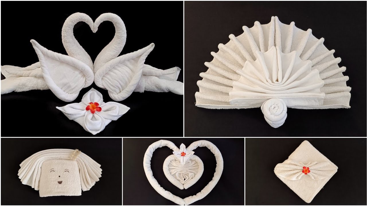 5 ideas of Towel folding origami | 5 simple towel art