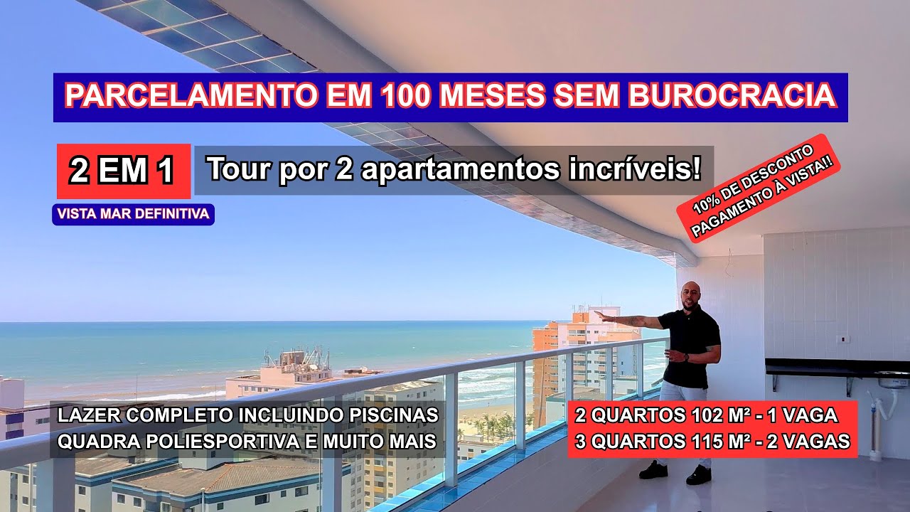 APARTAMENTOS 2 E 3 QUARTOS VISTA MAR DEFINITIVA NA OCIAN EM PRAIA GRANDE-SP - PARCELAMENTO DIRETO