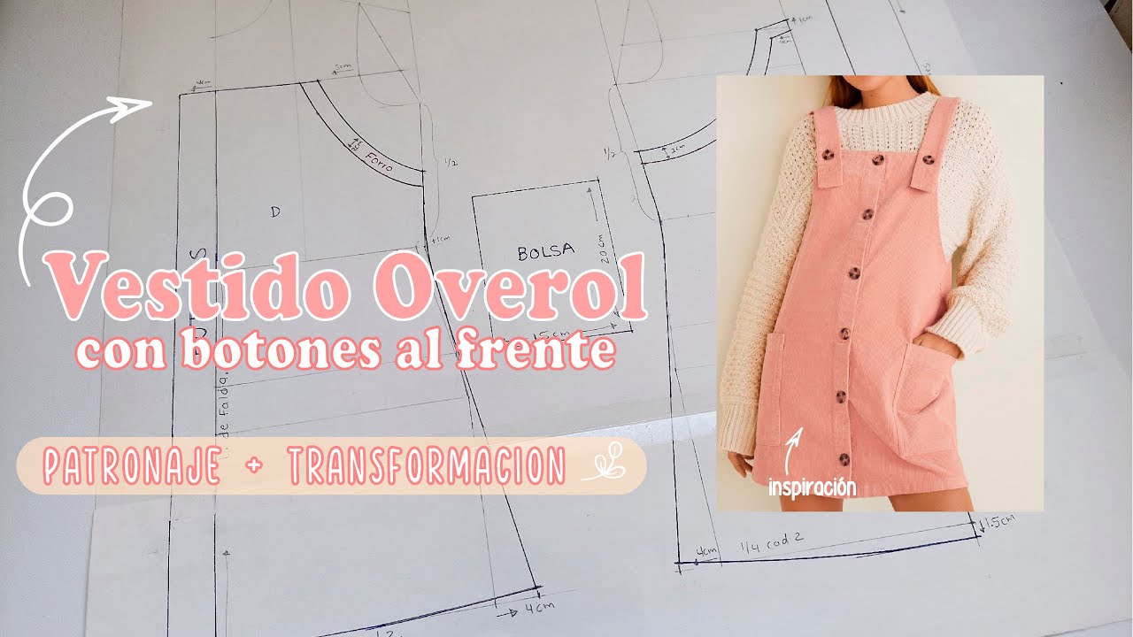🍂🔥Patronaje: Vestido OVEROL || + Transformación