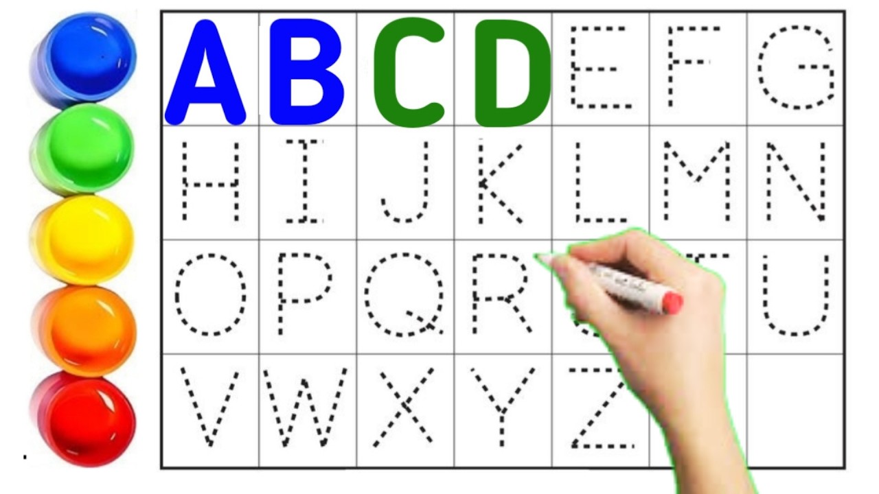 Kids rhymes | A to Z  | collection for writing along dotted lines for toddler | Alphabet | ABCD |abc