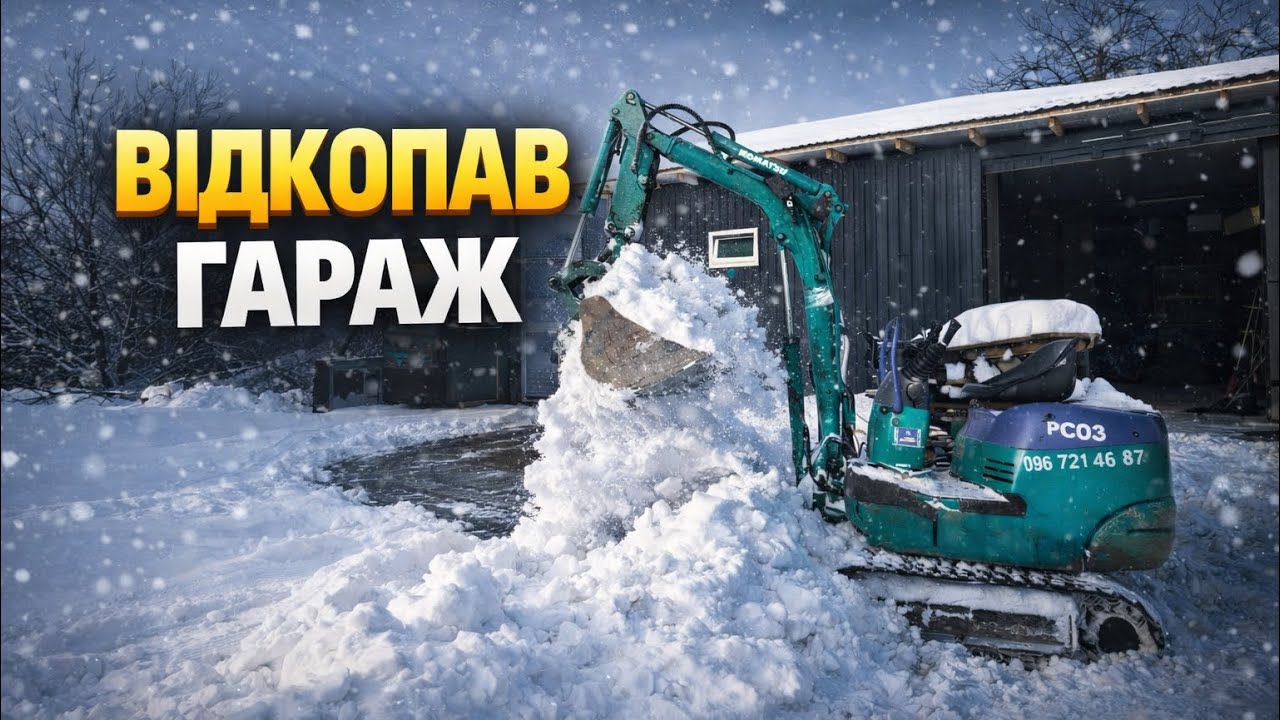 Завалило гараж снігом — відкопав мініекскаватором