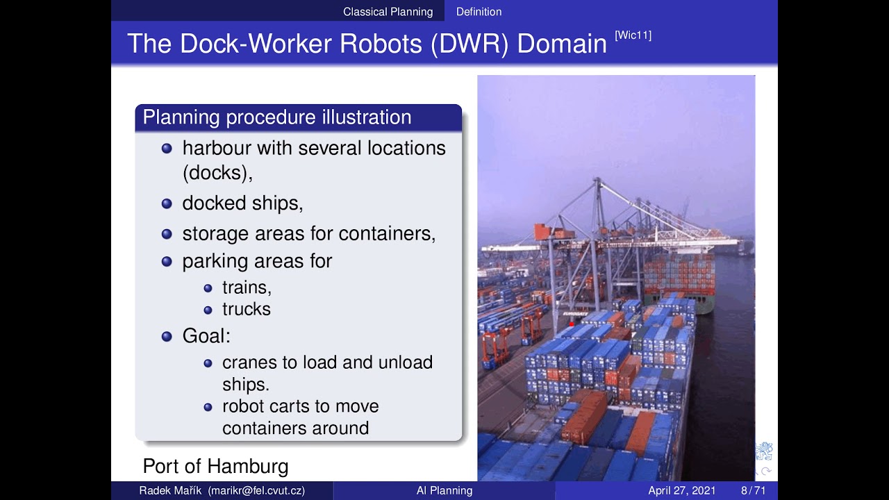 AI Week 11 - Planning. Planning problem representations. Planning methods.